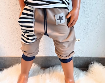 Geringelte Basic Shorts Pumphose kurze Hose Sweat Kinder Kid Baby Pants