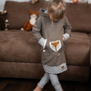 Fuchs Hoodie Kleid Sweat Mädchen Kind Baby Baumwolle Dress leicht Bild 1