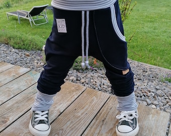 Pump pants child baby summer sweat black cuffs gray