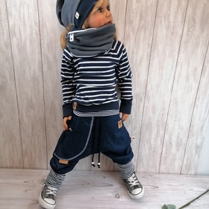 Pumphose Jeans Sarouel Kind Baby Bündchen gestreift Bild 3