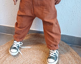 LINEN pants - vintage - child - baby - girl - wide cut - culotte - cotton - casually comfortable