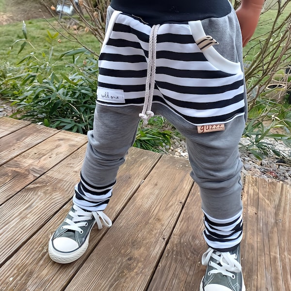 guzzz Sweat Pants Pump Pants Child Baby Girl Boy Stripes