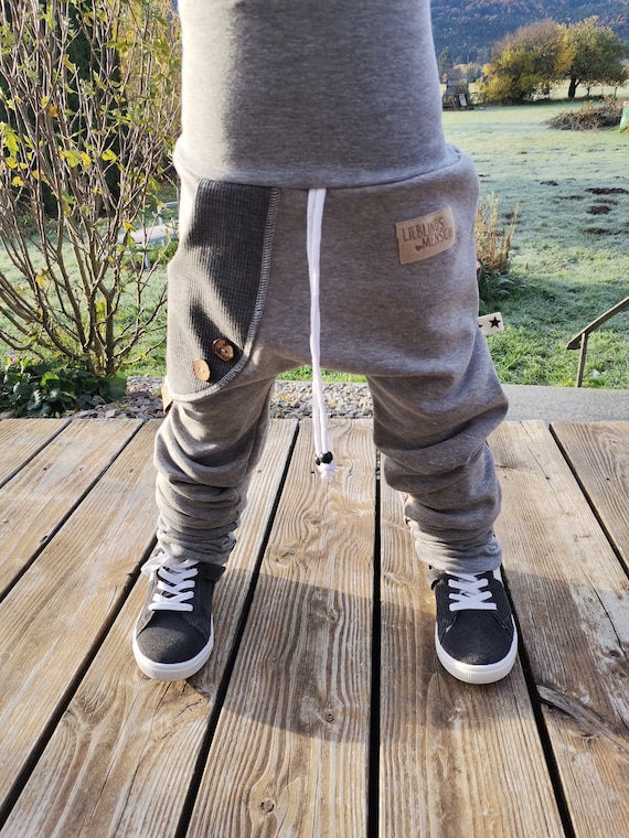 WARM Winter Pump Pants Sweat Child Baby Gray Melange Pocket Black