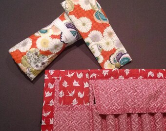 Custom order with YOUR fabrics : set 8 slot penroll + single pen case