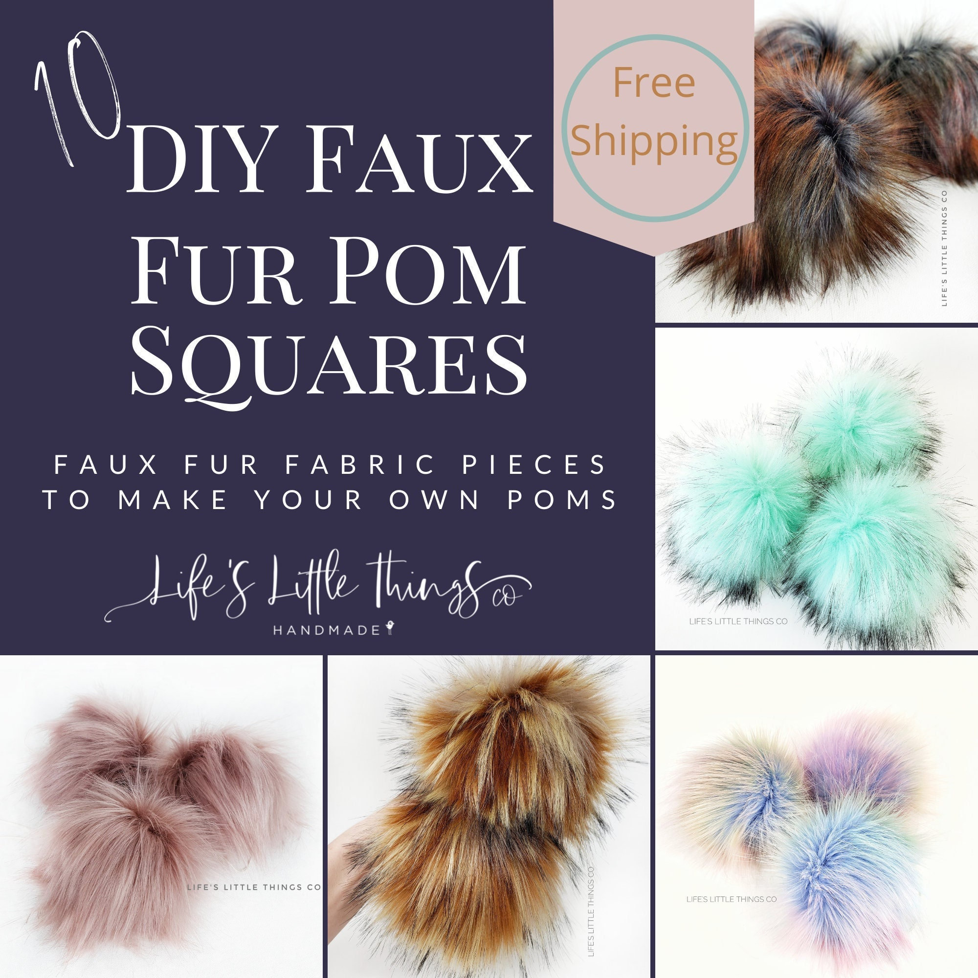 10 Fur Pom Squares 3 Sizes Faux Fur Fabric | Etsy