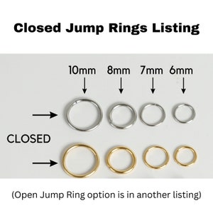 Stainless Steel Jump Rings, Jump Ring Findings, Closed Jump Rings, Gold Jump Rings,  6mm 7mm 8mm 10mm, Australian Seller