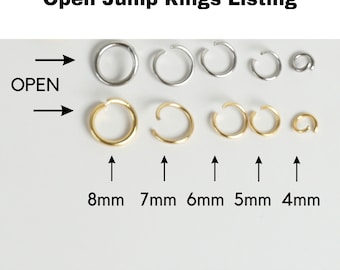 Stainless Steel Open Jump Rings: Gold & Silver Findings (4mm, 5mm, 6mm, 7mm, 8mm)