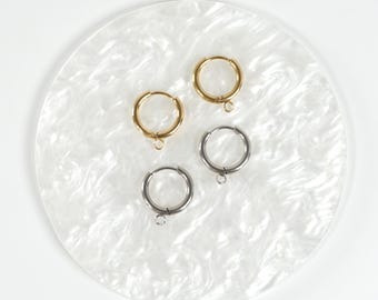 14mm Stainless Steel Huggie Hoops: Gold & Silver Earring Findings