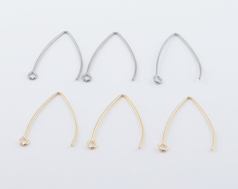 V Shape Stainless Steel Earring Hooks: Hypoallergenic Gold Hook Findings
