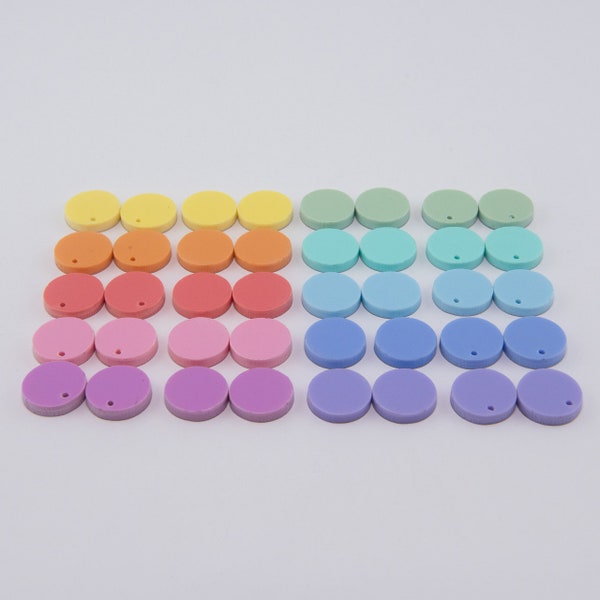 Acrylic Pastel Colour Circle Stud Toppers, Laser Cut Circle Shapes, DIY Earrings, Pink, Purple, Blue, Yellow, Orange, Violet, Hole & No Hole