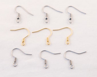 Stainless Steel Earring Hooks, Hypoallergenic Earring Hooks, Surgical Steel, Gold Earring Hooks, Earrings, Jewellery Findings Australia