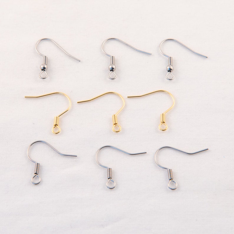 Stainless Steel Earring Hooks, Hypoallergenic Earring Hooks, Surgical Steel, Gold Earring Hooks, Earrings, Jewellery Findings Australia image 1