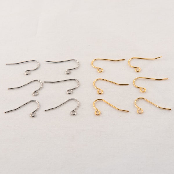 Stainless Steel Earring Hooks, Earring Findings, Hypoallergenic Earring Hooks, Plain Earring Hook, Earring Wire, Gold Earring Hook