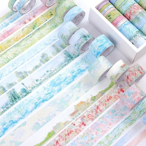 Washi Tape Set Painting Themed: 20 Rolls, Assorted Sizes & Patterns 2m, Watercolours, Oil Painting Tape Journal Decoration, Scrapbooking