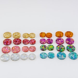 Laser Cut Chunky Glitter Circles, Chunky Glitter Acrylic Circle Stud Toppers, Laser Cut Circle Shapes, DIY Earrings, With or Without Hole