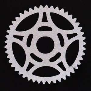 Gear/Chainring Reflective Iron On patch for clothing and accessories