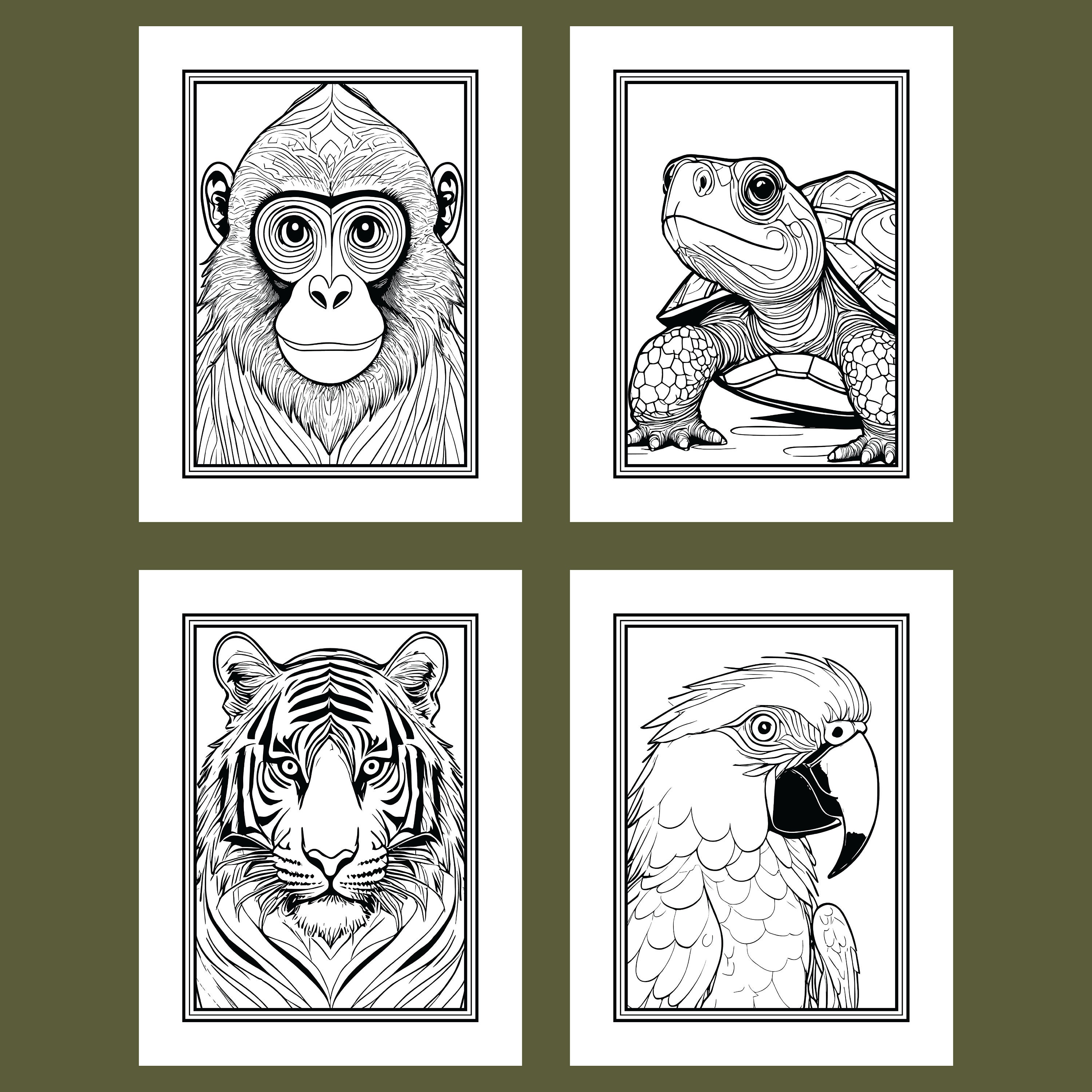 Animal Portraits 20 Detailed Coloring Pages Bundle - Etsy