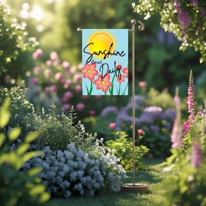 Garden Flag, Outdoor Decor, Sunshiny Banner, Whimsical Yard Art, Cheerful Home Decoration