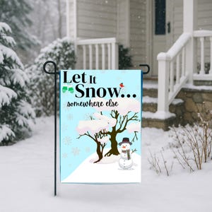 Garden Flag, Winter Garden Decor, House Banner, Garden Lover Gift, Whimsical Outdoor Flag, Snow Hater Gift