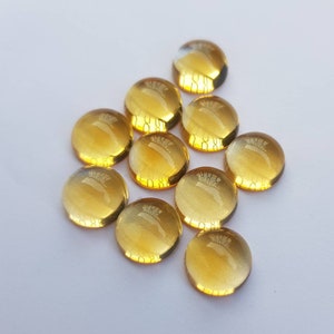 Natural Citrine, flat back,  cabochon, Round shape calibrated gemstone calibrated sizes available in 4,5,6,7,8,9,10,11,12,13,14 mm sizes