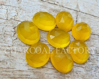 Exclusive mango Chalcedony  AAA grade ROSE CUT oval flatback cabochon, gemstone size available from 6x4 mm till 30x20 mm in calibrated sizes