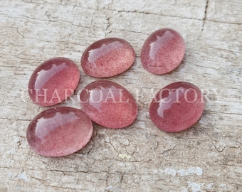 5 Pieces Natural Strawberry Quartz Cabochons Lot 13x18mm to 15x20mm Oval Shape Quartz Gemstones Cabs Loose Stones Smooth Gems Cab