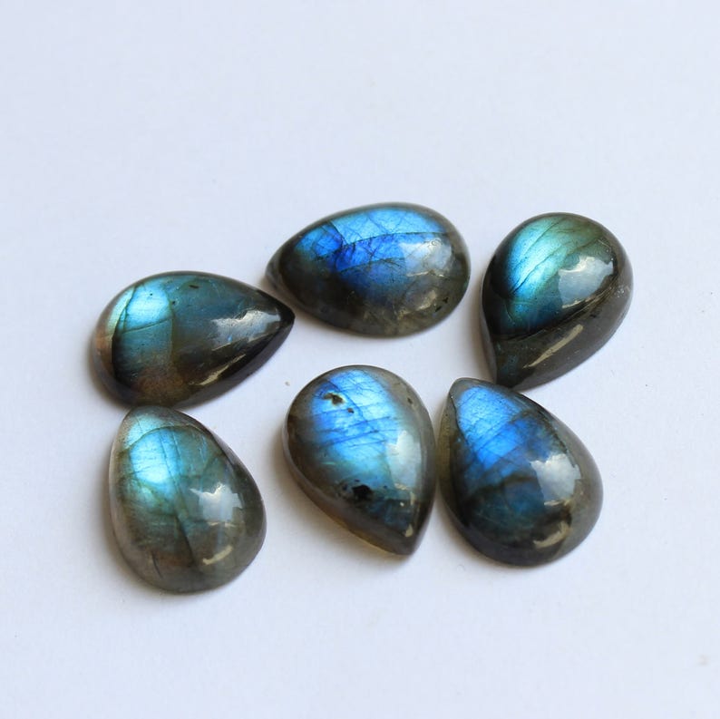 Labradorite, pear shape, blue labradorite, Flat back cabochons, calibrated pear shape gemstones, calibrated sizes available image 2