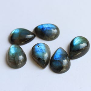 Labradorite, pear shape, blue labradorite, Flat back cabochons, calibrated pear shape gemstones, calibrated sizes available image 1