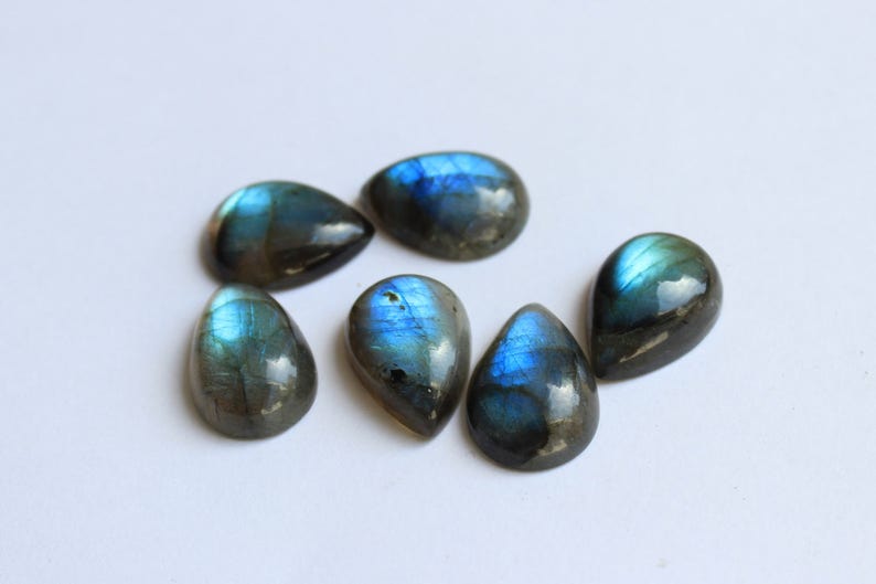 Labradorite, pear shape, blue labradorite, Flat back cabochons, calibrated pear shape gemstones, calibrated sizes available image 1