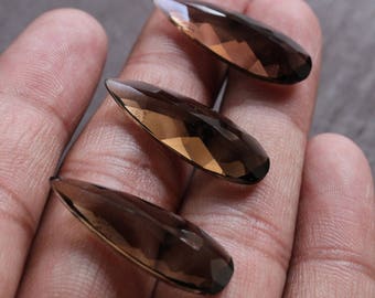 long pear Smoky quartz natural AAA grade gemstone for bezel setting calibrated sizes available 8x16, 8x24, 9x18, 9x27, 10x20, 10x30 mm