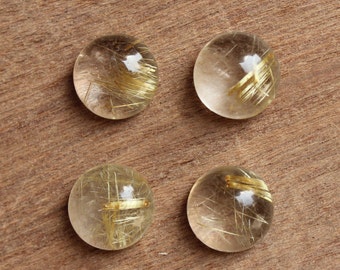Golden rutilated Quartz, Round flatback AAA Grade Gemstone, wholesale price
