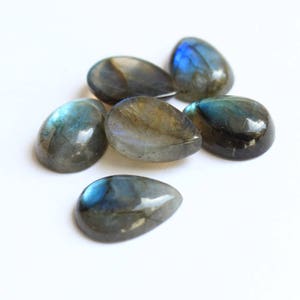 Labradorite, pear shape, blue labradorite, Flat back cabochons, calibrated pear shape gemstones, calibrated sizes available image 3