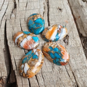 Spiny Oyster turquoise, AAA grade, oval shape oyster copper turquoise, calibrated, flatback cabochon, Gemstone available in custom sizes