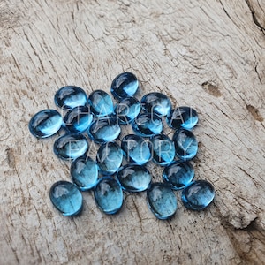 Natural Swiss blue topaz, AAA grade, oval shape Swiss blue topaz, calibrated flatback cabochon, available in custom sizes