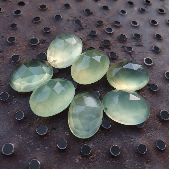 Green prehnite, rose cut cabochon, oval shape calibrated 100% natural cabochon, custom sizes available, clean prehnite without inclusions