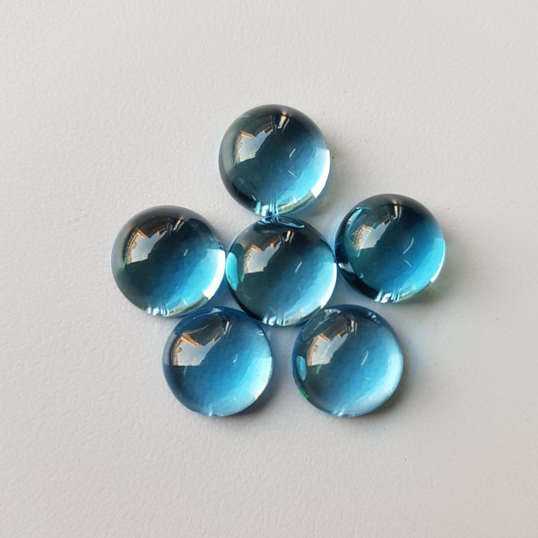 CABOCHON TOPAZE BLEUE naturelle, topaze bleue suisse, cabochons, cabochons à dos plat, topaze, cabochon de qualité aaa, disponible en différentes tailles