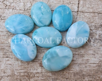 Natürlicher Larimar, AAA-Qualität, ovaler Larimar, kalibriert, Cabochon mit flacher Rückseite, Edelstein in den Größen von 6 x 4 mm bis 30x20 erhältlich