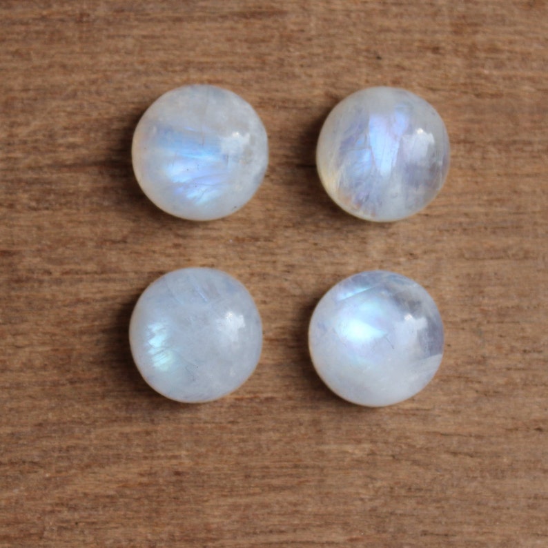 Rainbow Moonstone, Natural round cabochon, loose cabochons for handmade jewelry, Top quality gemstones, ethically sourced and cruelty free image 1