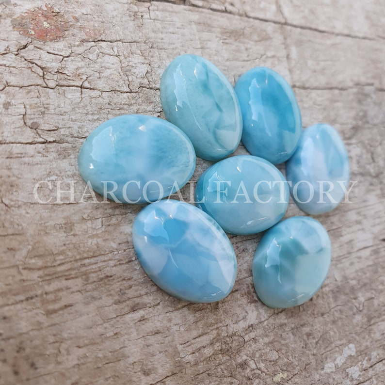 Natural Larimar, AAA grade, oval shape larimar, calibrated, flatback cabochon, Gemstone available in sizes from 6x4 mm to 30x20 image 3