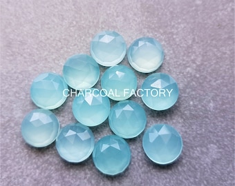 Aqua chalcedony round Cabochon, AAA grade rose cut flatback gemstone, wholesale price