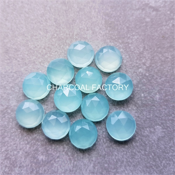 Exclusive AAA Aqua Chalcedony rose cut faceted flatback gemstone, top quality gemstone , available in all sizes ranging from 4 mm to 20 mm