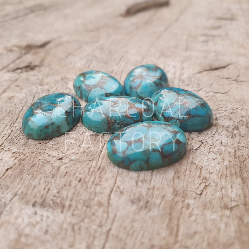 Mojave Turquoise, AAA grade, oval shape blue Mojave Turquoise, calibrated, flatback cabochon, Gemstone available in custom sizes image 3