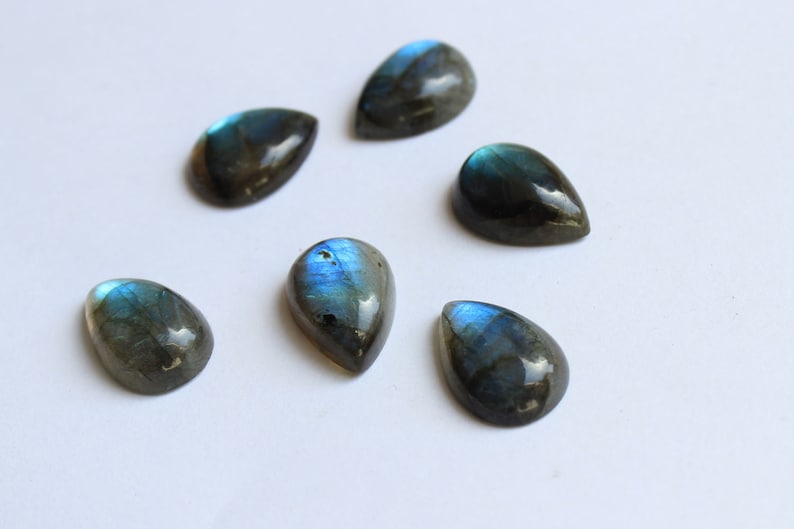 Labradorite, pear shape, blue labradorite, Flat back cabochons, calibrated pear shape gemstones, calibrated sizes available image 5