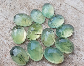 Rutilated green prehnite, rose cut cabochon, Natural oval calibrated cabochon, custom sizes available, calibrated sizes for handmade jewelry