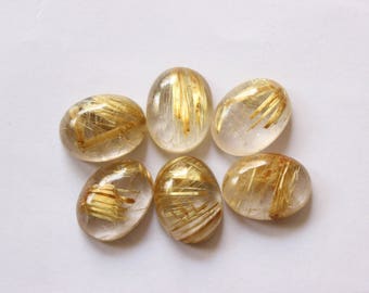 Natural golden rutilated quartz oval shape Gemstone cabochon calibrated sizes  8x10 9x11 10x12 10x14 12x16 13x18 15x20 16x22 18x25 20x30