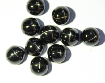 Natural Black Star Diopside round shape flat back calibrated gemstone for bezel setting, 6,7,8,9,10,11,12,13,14 mm sizes avaialble in stock