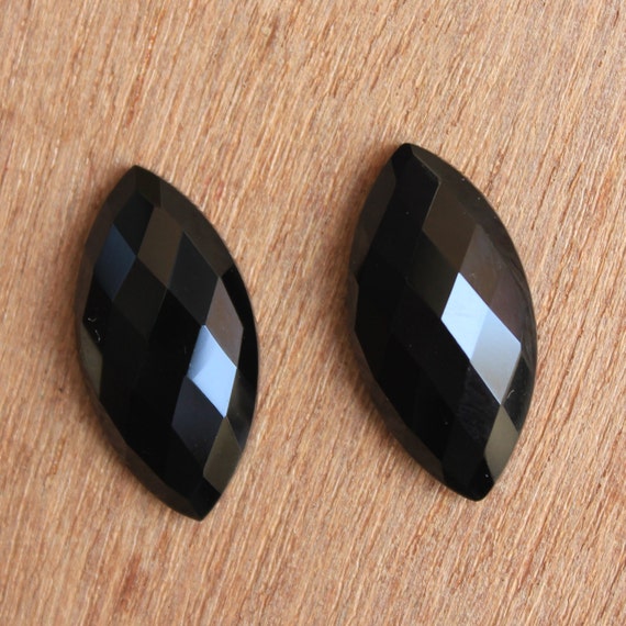 【極美品・定価8.95万円・g54】 Polished Black Onyx Real Natural Faceted Marquise Shaped Black Onyx All Sizes