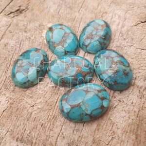 Mojave Turquoise, AAA grade, oval shape blue Mojave Turquoise, calibrated, flatback cabochon, Gemstone available in custom sizes image 2