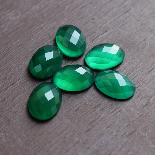 Natural Green Onyx facted oval shape calibrated cabochon for bezel setting in all size 4x6 5x7 6x8 7x9 8x10 9x11 10x12 10x14 12x16 13x18 mm