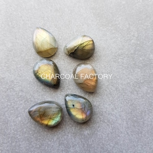 Natural Madagascar labradorite , AAA grade labradorite cabochon , flat back pear shape labradorite cabochon, available in sizes from 6-20 mm